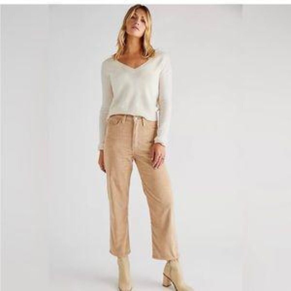Levi's Tan Corduroy Ribcage Straight Ankle Jeans - Size 25